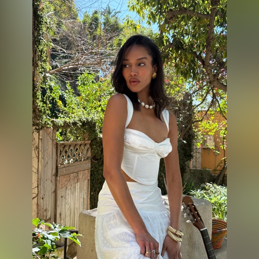 12th Tribe White Corset Tank Top